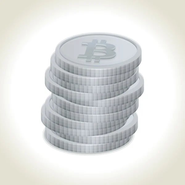 00234-bitcoin-silver-coins — Stock Vector