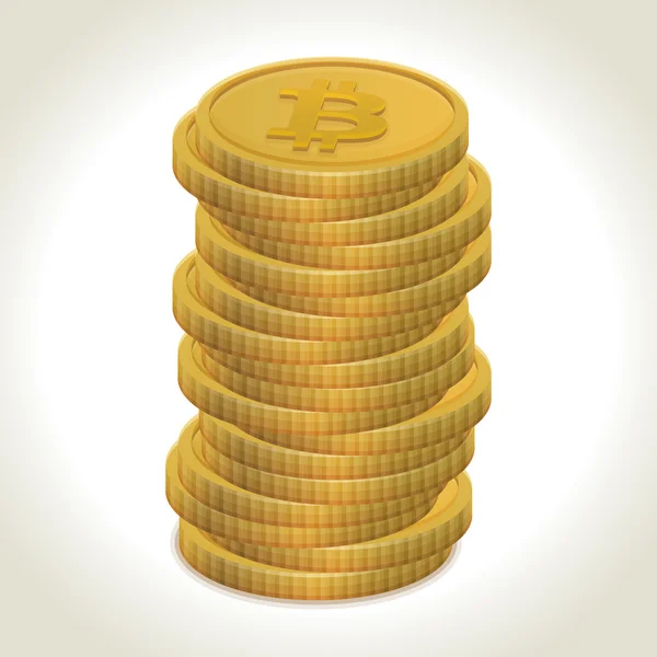00235-bitcoin-moedas de ouro — Vetor de Stock