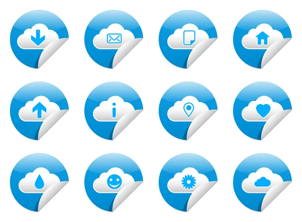 Cloud sticker symbols — Stock Vector