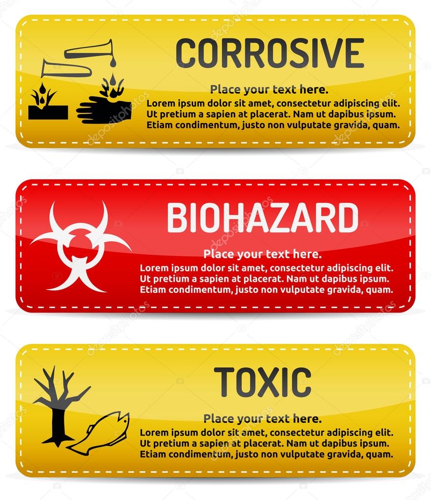 Set sign biohazard toxicity dangerous yellow signs