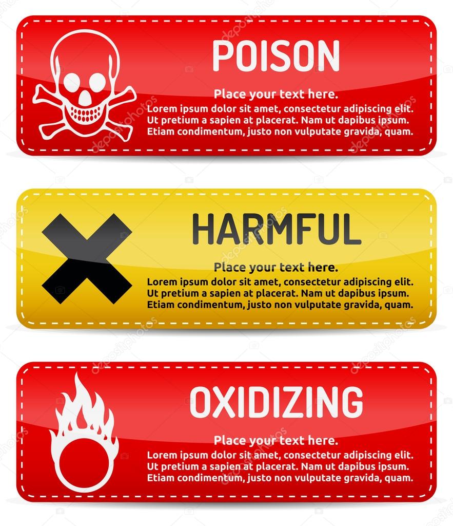 Poison, Harmful, Oxidizing - Danger sign set
