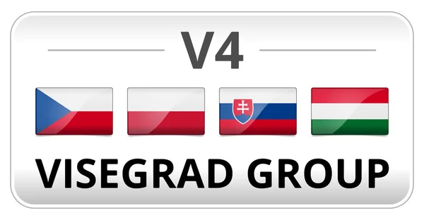 V4 Gruppo Visegrad bandiera nazionale — Vettoriale Stock