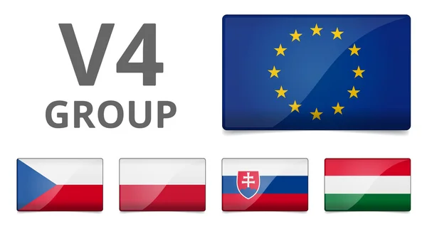 V4 Bandeira do país do grupo Visegrad — Vetor de Stock