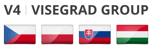 Vlajka země visegrádské skupiny v4 — Stockový vektor
