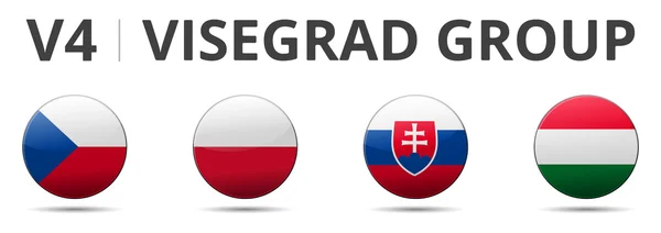 V4 Bandeira do país do grupo Visegrad —  Vetores de Stock