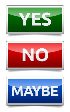 Evet, Hayır, belki de - üç renkli işareti yansıma ve gölge ile 