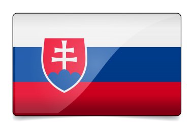 Slovakya bayrağı düğmesi yansıma ve gölge ile. izole parlak