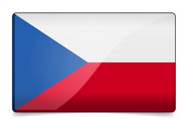Çek Cumhuriyeti bayrağı düğmesi yansıma ve gölge ile. izole 