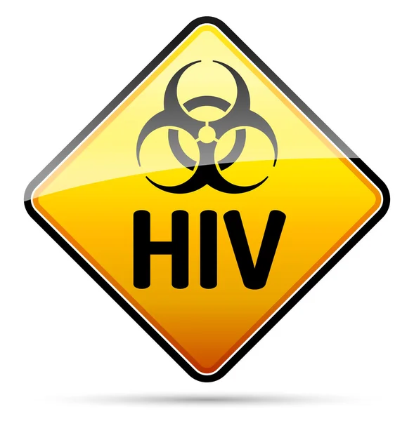 Señal de peligro del virus del VIH Biohazard con reflejo y sombra en blanco — Archivo Imágenes Vectoriales