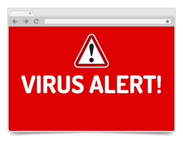 Virus alert on opened internet browser window with shadow. — Stock Vector