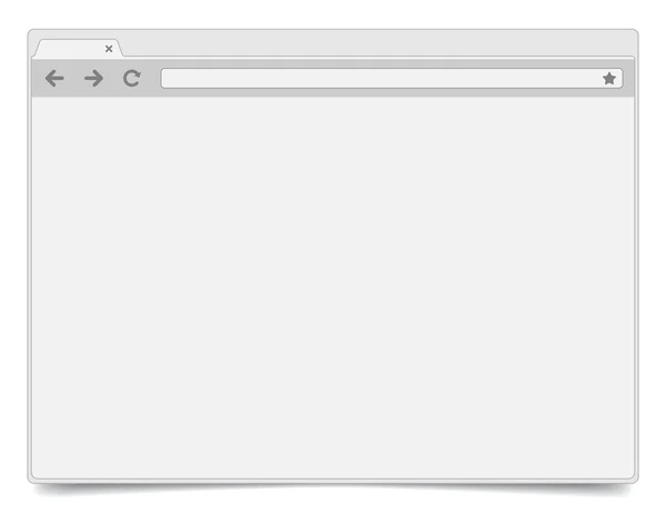 Enkla Öppna webbläsarfönster på vit bakgrund med skugga. — Stock vektor