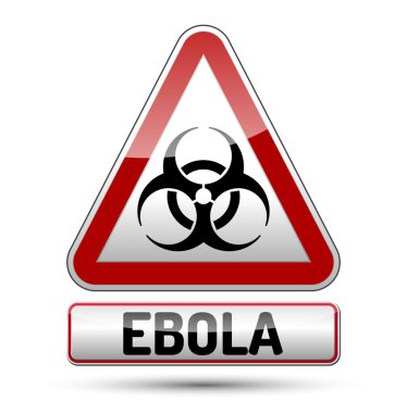 Ebola virüsü tehlike işareti yansıtmak ve gölge beyaz backgro