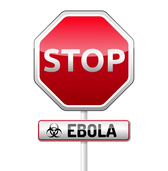 埃博拉病毒危险标志与反射和阴影在白色背景上 — 图库矢量图片