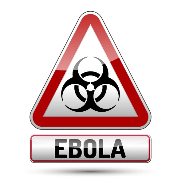 Ebola virus danger sign with reflect and shadow on white backgro — Stock Vector