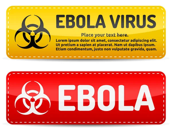 Ebola virus danger sign with reflect and shadow on white backgro — Stock Vector