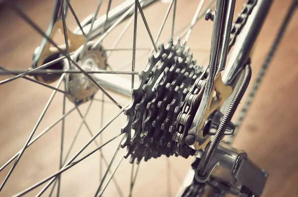 Заднее колесо велосипеда — стоковое фото