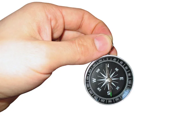 Compass in hand geographical isolated — Stock Photo, Image