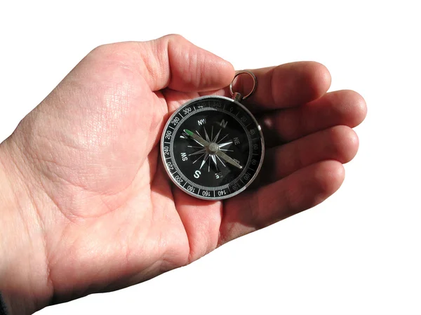 Compass in hand geographical isolated — Stock Photo, Image