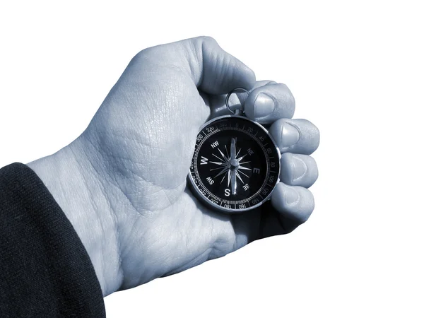 Compass in hand geographical isolated tone — Stock Photo, Image