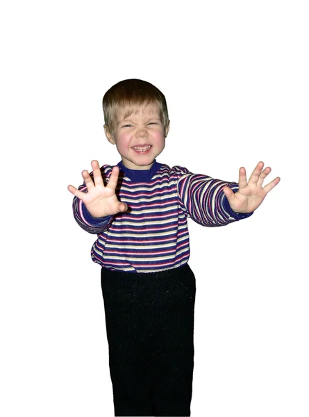 Boy in sign isolated — Stock Photo, Image