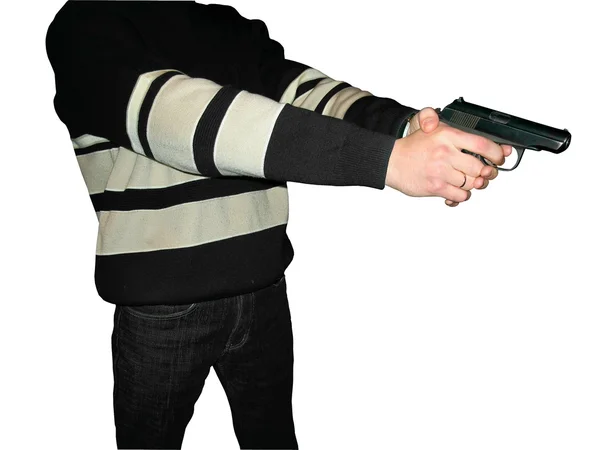 Человек с оружием изолирован — стоковое фото