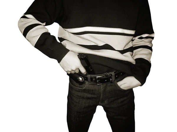 分離された銃のトーンを持つ男 ロイヤリティフリーのストック画像