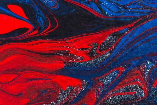 Arte Fluida Acrilico Rosso Nero Blu Astratto Sfondo Creativo Natale Fotografia Stock