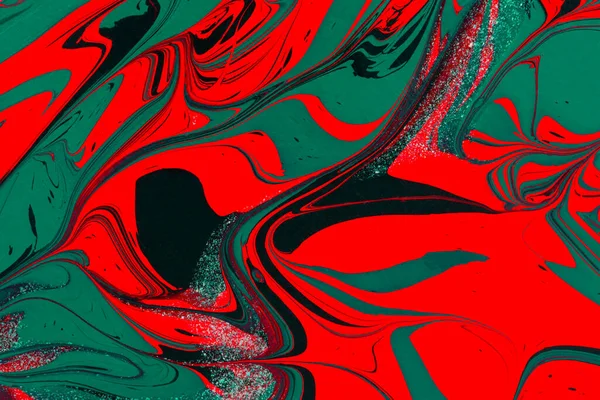 Rosso Verde Acrilico Fluido Arte Astratto Creativo Natale Sfondo Artistico Immagine Stock
