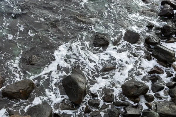 Θέα Από Πάνω Αεροφωτογραφία Της Γκρίζας Θάλασσας Που Βράζει Μεγάλα — Φωτογραφία Αρχείου