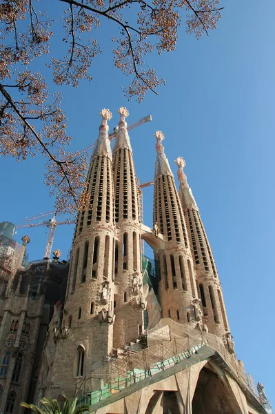 Barcelona: La Sagrada Familia - la asombrosa catedral diseñada por Gaudí, en construcción desde 1882, después de la consagración del Papa Benedicto XVI en 2010. 16 de enero de 2011 en Barcelona, España . — Foto de Stock