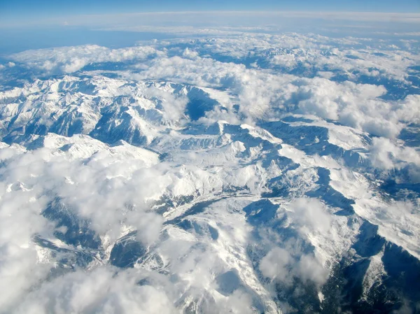 Aerial view of Pyrenees mountains, between Spain and France, cov — Stock Photo, Image