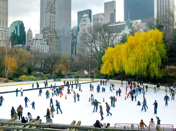 New york - 3 december: ice skaters plezier in central park, een — Stockfoto