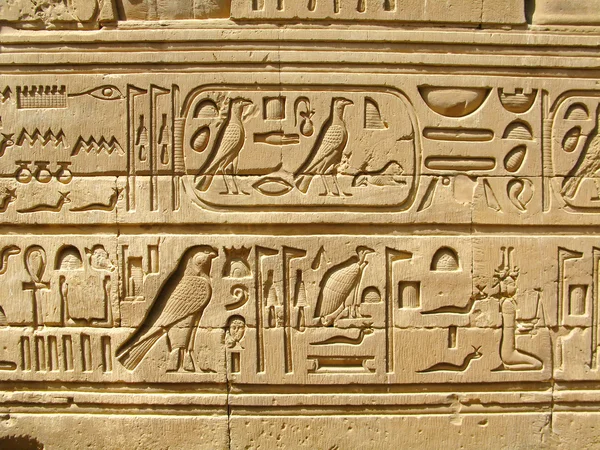 Templo de Kom Ombo, Egipto: antiguos hieroglifos egipcios —  Fotos de Stock