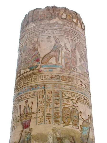 Temple of Kom Ombo, Egypt: column with polychromed carvings — Stock Photo, Image