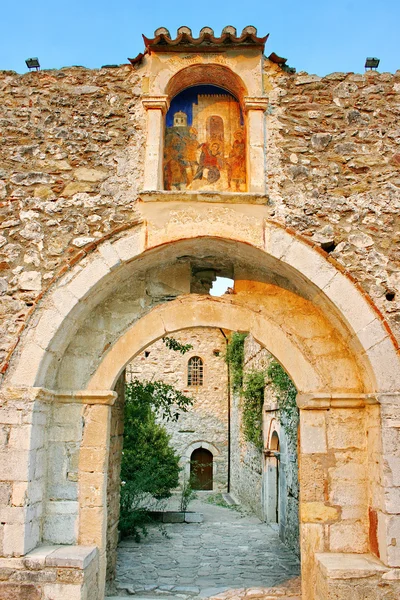 Middeleeuwse Byzantijnse fort van mystras (unesco werelderfgoed), — Stockfoto