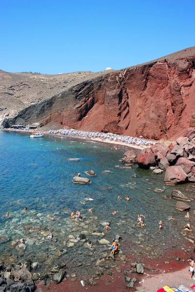The Red Beach, one of the most famous and beautiful beaches of S — Stock Photo, Image