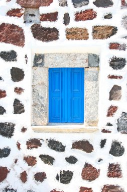 Santorini, Yunanistan: detay penceresinin tipik bir geleneksel dan