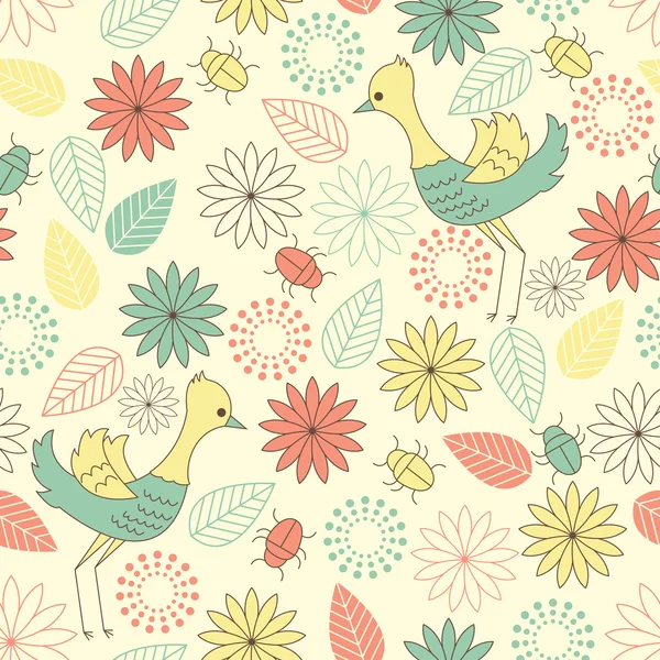 Fondo sin costuras con aves — Vector de stock