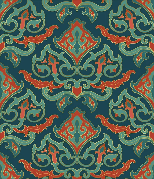 Oriental abstract background. Green elegant ornament. Template for wallpaper, textile. Seamless vector pattern.