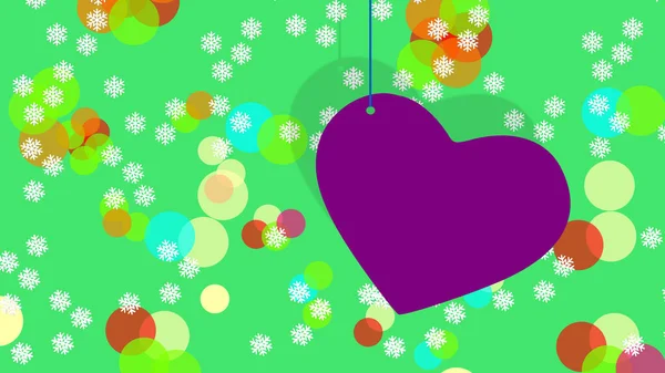 很多爱 Snowflak 圣诞快乐 3D插图 绿色背景 圣诞装饰品 透明的动态周界 几何形状 随机符号设计 — 图库照片