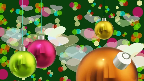 Figure Variegate Multicolore Cuori Grosse Palline Natale Forme Geometriche Astratte — Foto Stock