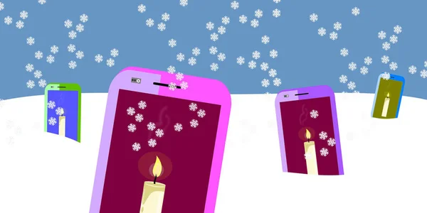 Festive Theme Mobile Phone Screen Fantasy Merry Christmas Creative Illustration — Zdjęcie stockowe