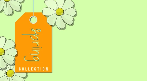Shopping Tag Spring Collection Positive Cheerful Illustration Flowers Fun Colors — Stock Photo, Image