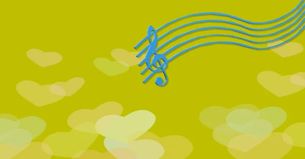 Anahtarı Tasviri Müzikal Sembol Ahırdaki Beş Satırlık Yazı Rastgele Kalp — Stok fotoğraf
