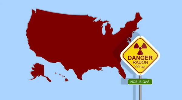 Σήμα Συναγερμού Κίνδυνος Radon Είναι Ένα Μολυσματικό Που Επηρεάζει Την — Φωτογραφία Αρχείου