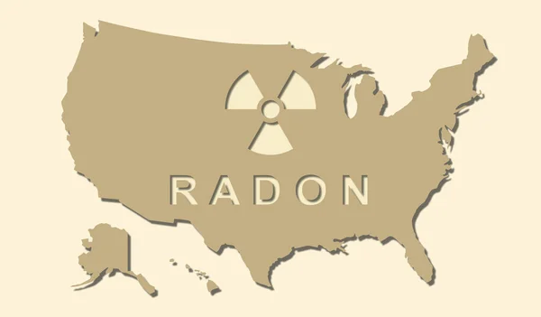 Mapa Dos Eua Alerta Perigo Radon Contaminante Que Afeta Qualidade — Fotografia de Stock