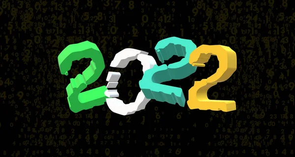 二千二十二 相当于1年的时间 Illustration Date 2022 Random Numbers Dark Background 有一段时间了对事件和统计数字进行滑稽对比的几组文字 — 图库照片