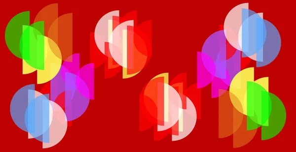 Fantasia 可理解的摘要Geometric Shapes 各种颜色的数字各不相同 美丽的审美瓦尔帕蒂的想法 背景设计图像 创意移植性 红色基金 半结节 — 图库照片