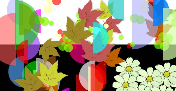 White Daisies Multicolored Leaves Фантазія Змінні Abstract Geometric Shapes Мультикольорові — стокове фото