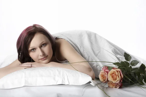 Senhora na cama — Fotografia de Stock